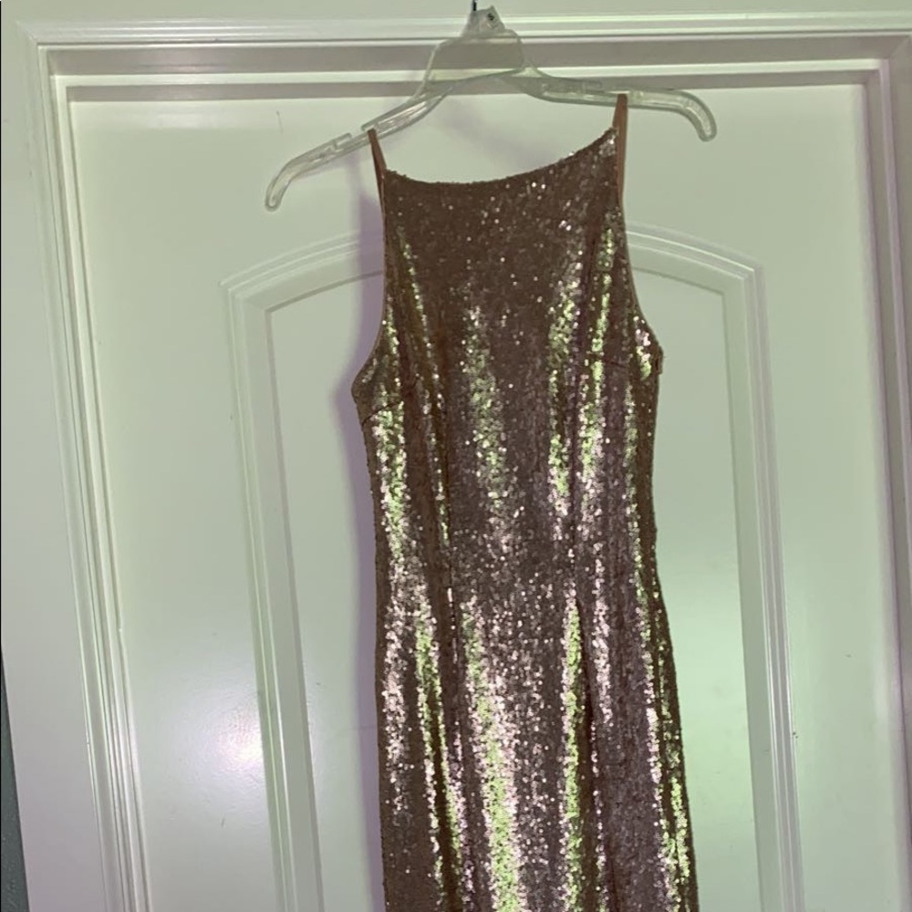 Full length gold prom dress - Picture 2 of 4